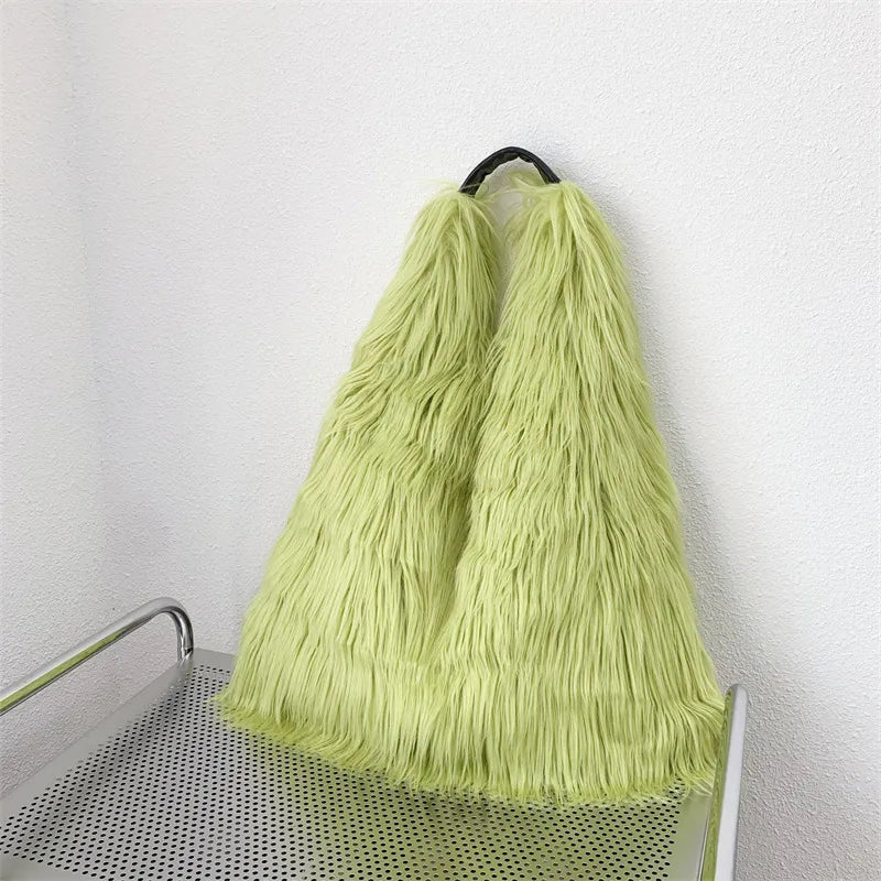 Shaggy Faux Fur Jumbo Hobo Bags