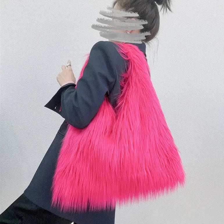 Shaggy Faux Fur Jumbo Hobo Bags