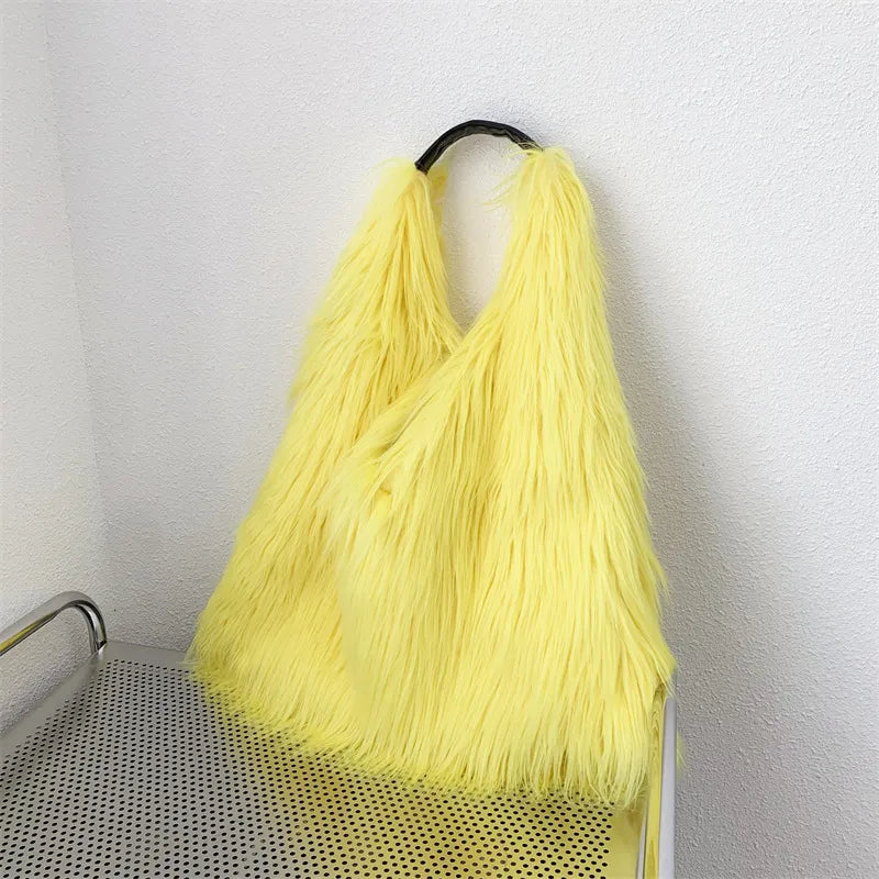 Shaggy Faux Fur Jumbo Hobo Bags