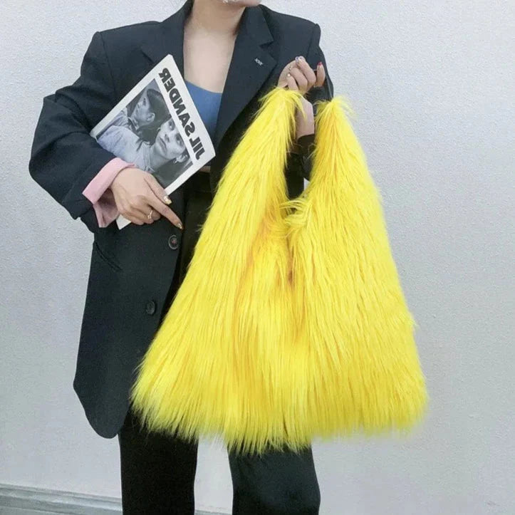 Shaggy Faux Fur Jumbo Hobo Bags
