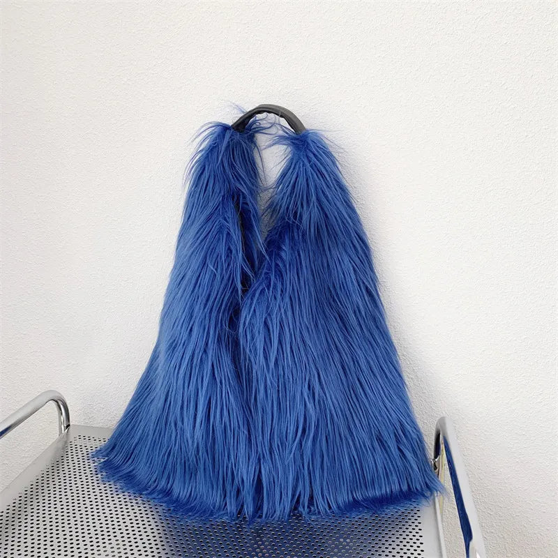 Shaggy Faux Fur Jumbo Hobo Bags