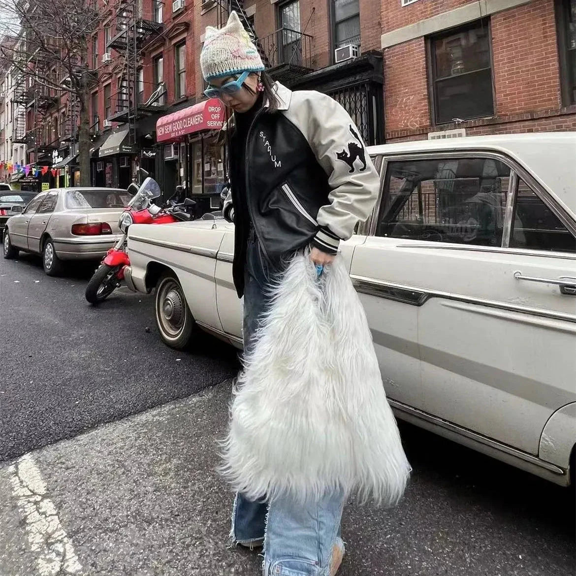 Shaggy Faux Fur Jumbo Hobo Bags