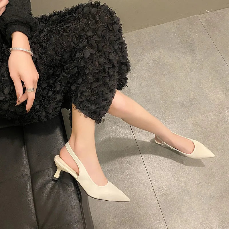 Fashion Slip-on Summer Solid Office Career Pointed Toe Low Heel Pumps