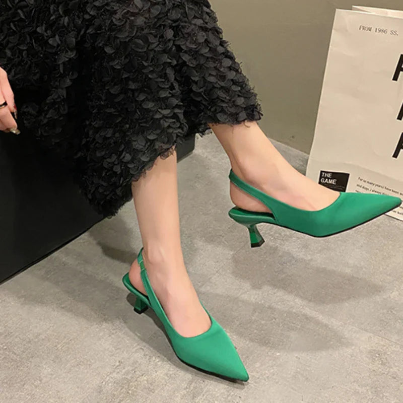 Fashion Slip-on Summer Solid Office Career Pointed Toe Low Heel Pumps