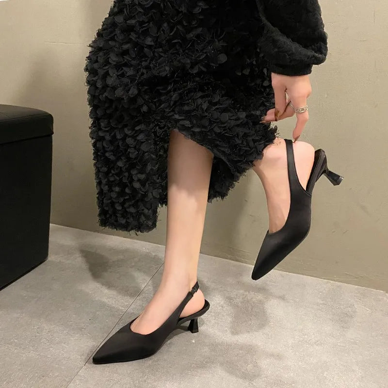 Fashion Slip-on Summer Solid Office Career Pointed Toe Low Heel Pumps