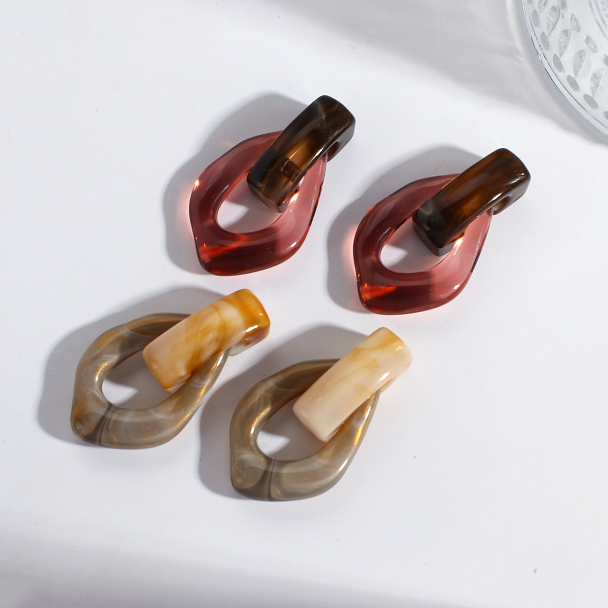 Sia Colorful Clear Resin Acrylic Water Drop Earrings  - 6 Colors