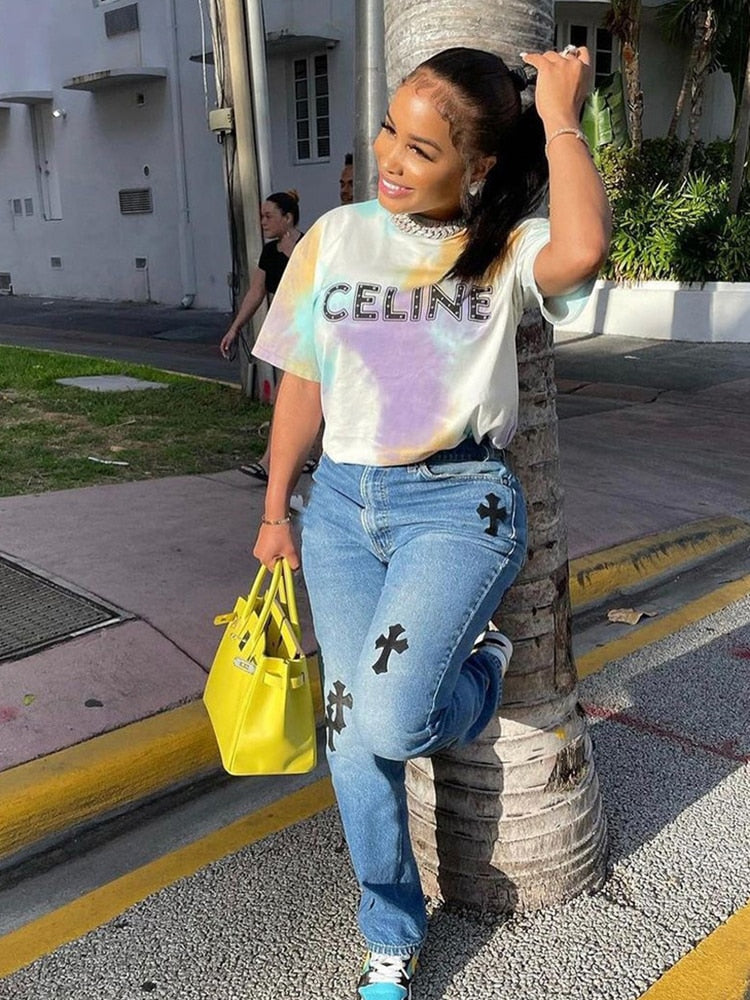 Low Waist Vintage Straight Denim Trousers Cyber Y2k Goth Pants Fashion Mom Jeans