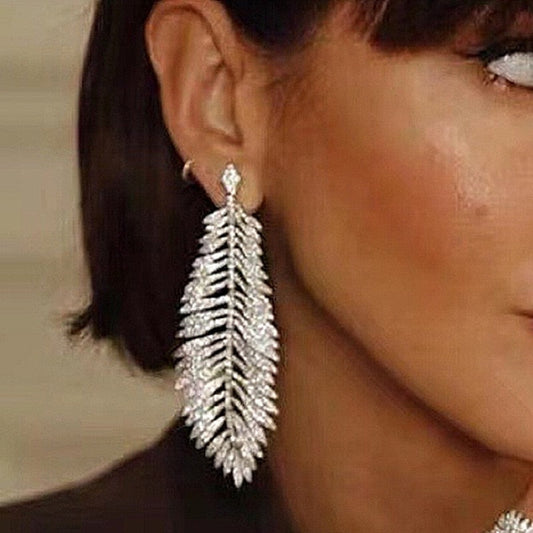 Signe Crystal Feather Earrings