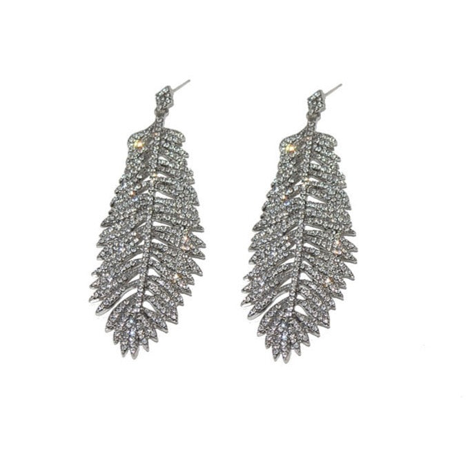 Signe Crystal Feather Earrings