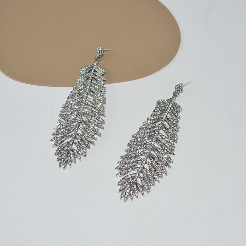 Signe Crystal Feather Earrings