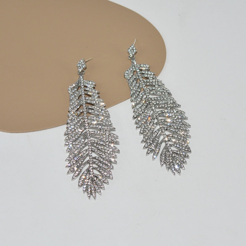 Signe Crystal Feather Earrings