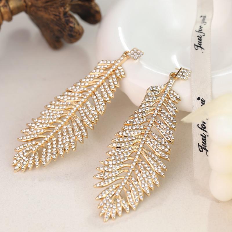 Signe Crystal Feather Earrings