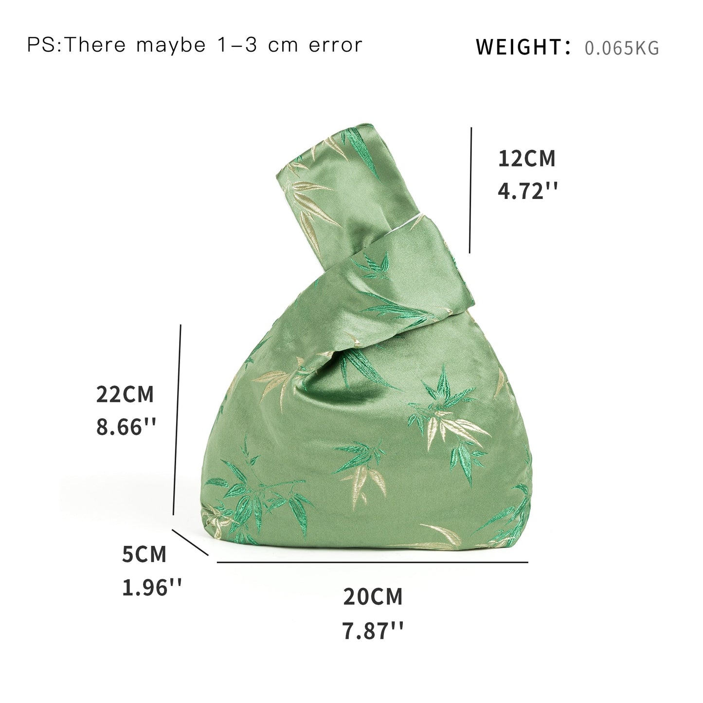 Silk Leaf Embroidery Japanese Knot Wrist Bags - 4 Colors