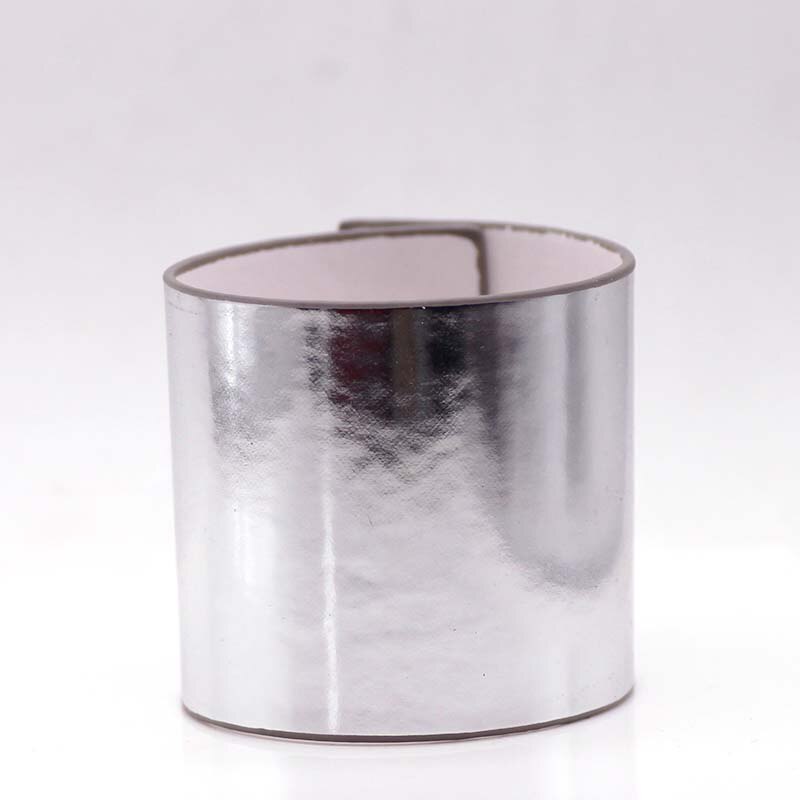 Silver Metallic Cylinder Leather Bracelet