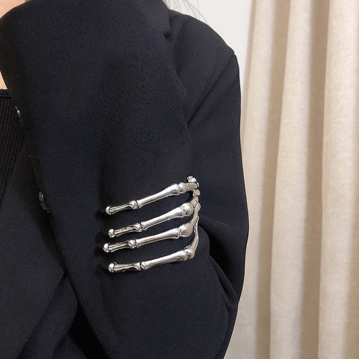 Silver Skull Hand Cuff Bracelet - 3 Colors