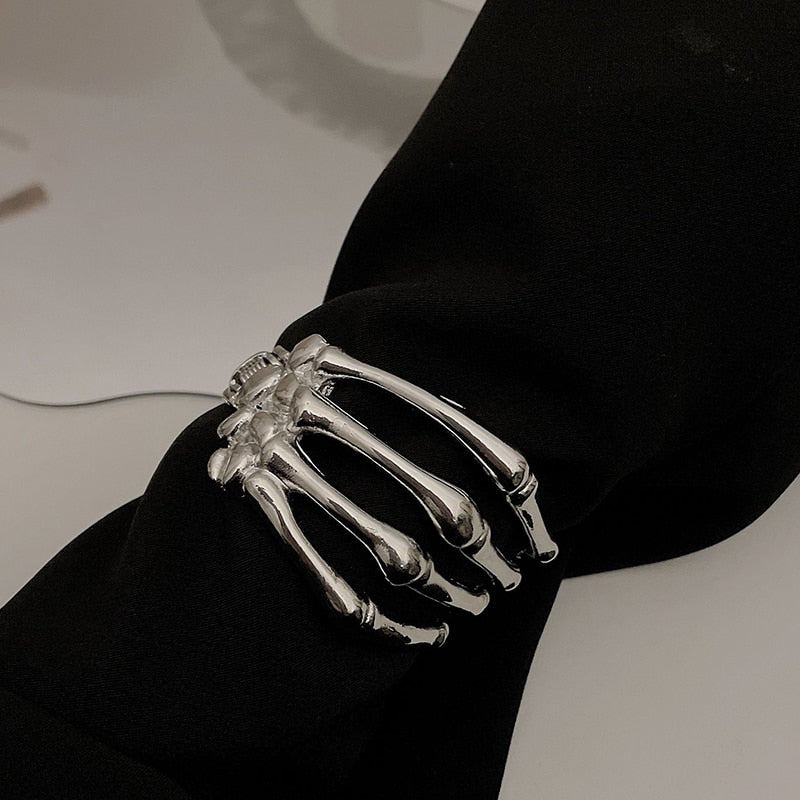 Silver Skull Hand Cuff Bracelet - 3 Colors