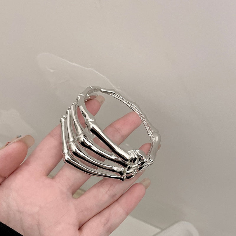 Silver Skull Hand Cuff Bracelet - 3 Colors