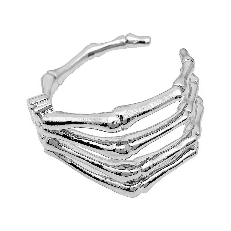 Silver Skull Hand Cuff Bracelet - 3 Colors