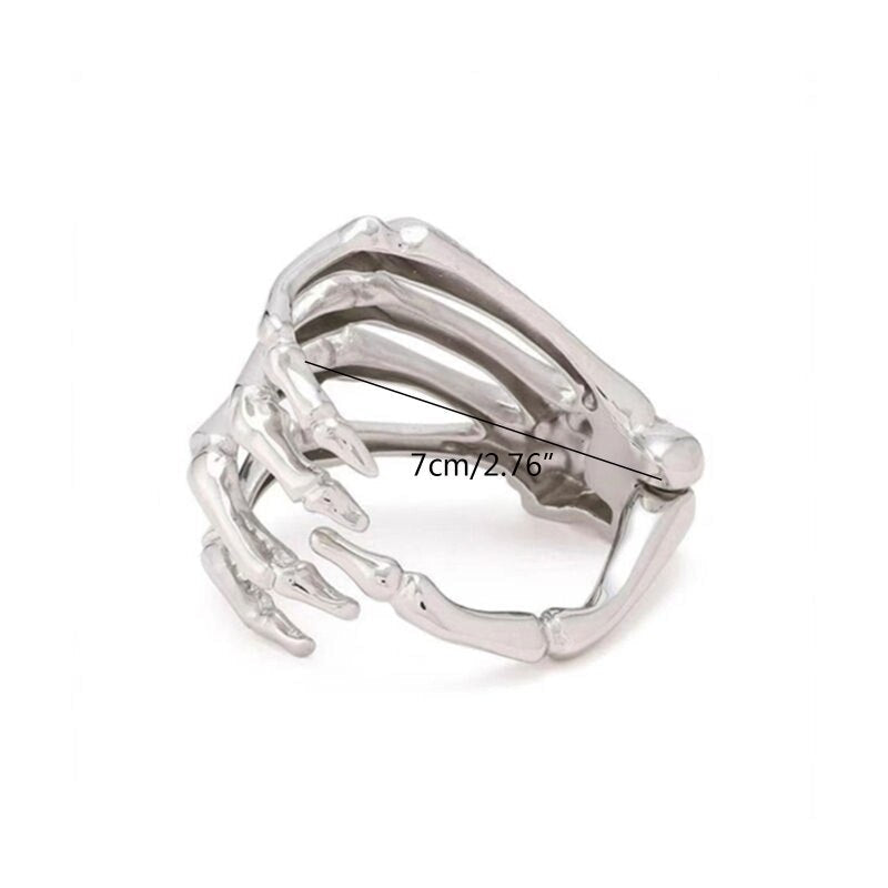 Silver Skull Hand Cuff Bracelet - 3 Colors