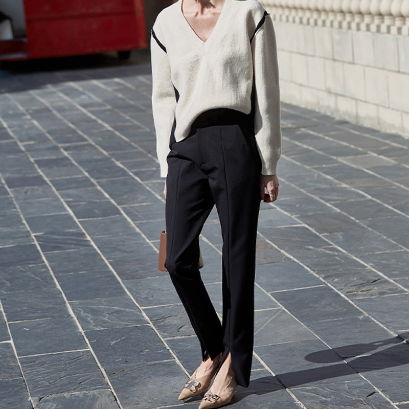 Simone Casual Pants with Split Bottom Details