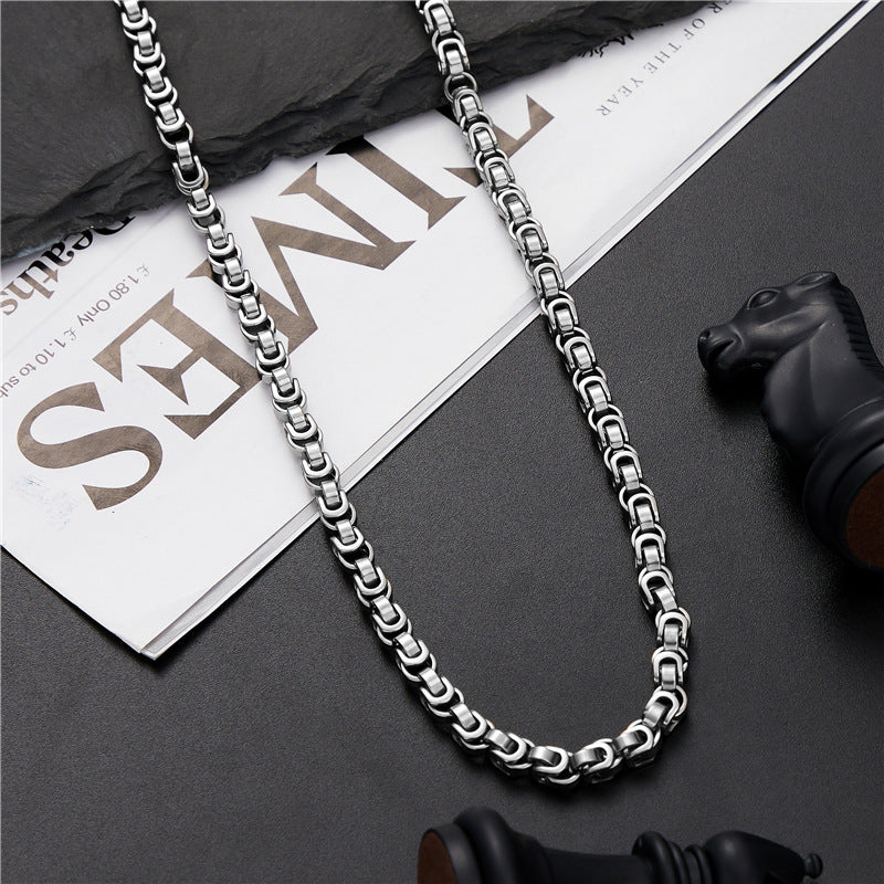 Simple Dark Steel Chain Necklace