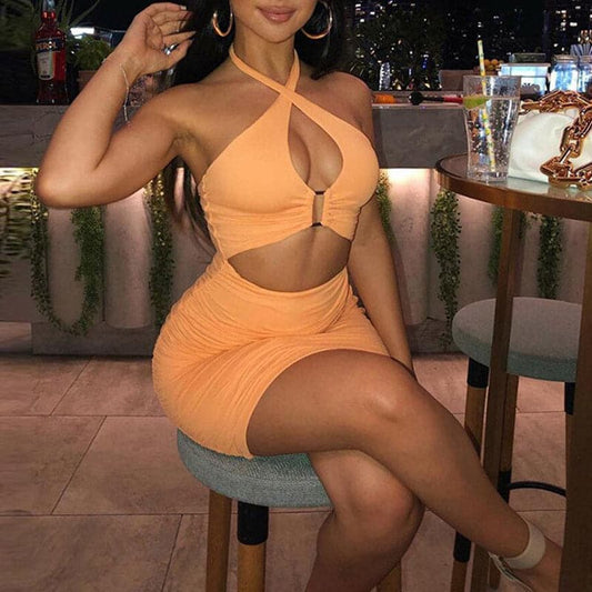 Single front dress with noise cut summer dress