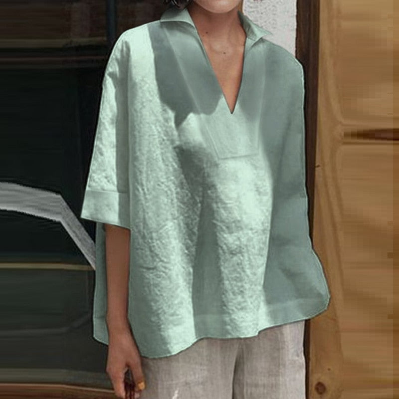 Sita Linen Blend V-Neck Blouse - 7 Colors