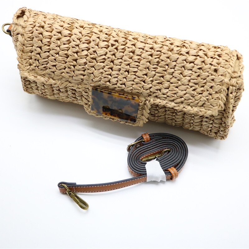 Siti Straw Baguette Clutch Bag