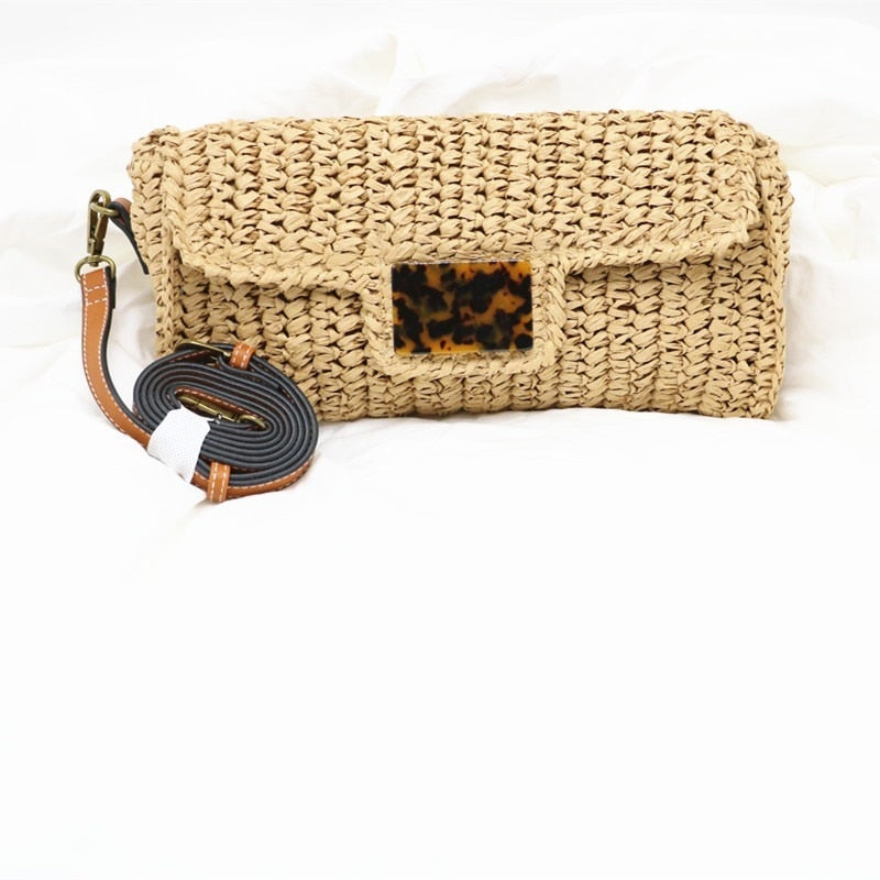 Siti Straw Baguette Clutch Bag