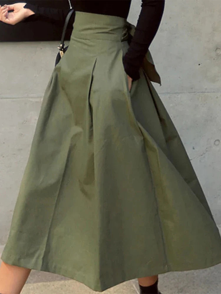 Korean Fashion High Waist Long Swing Skirt