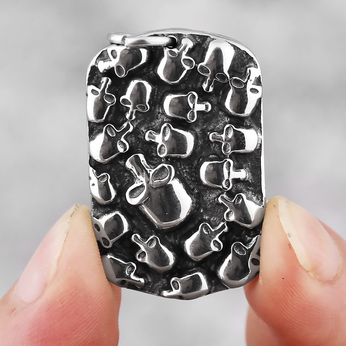 Skull Square Soldier's Tag Necklace