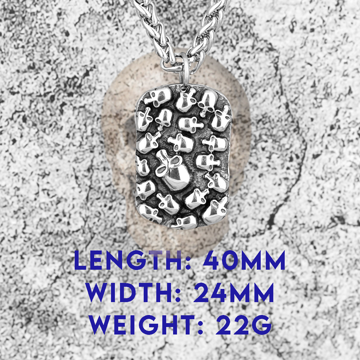 Skull Square Soldier's Tag Necklace