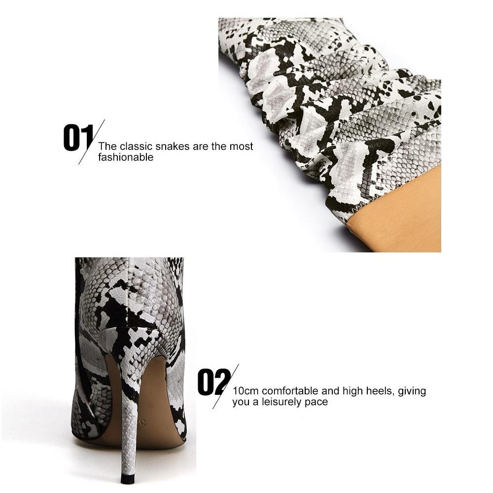 Slouchy Thigh High Snakeskin Print Boots
