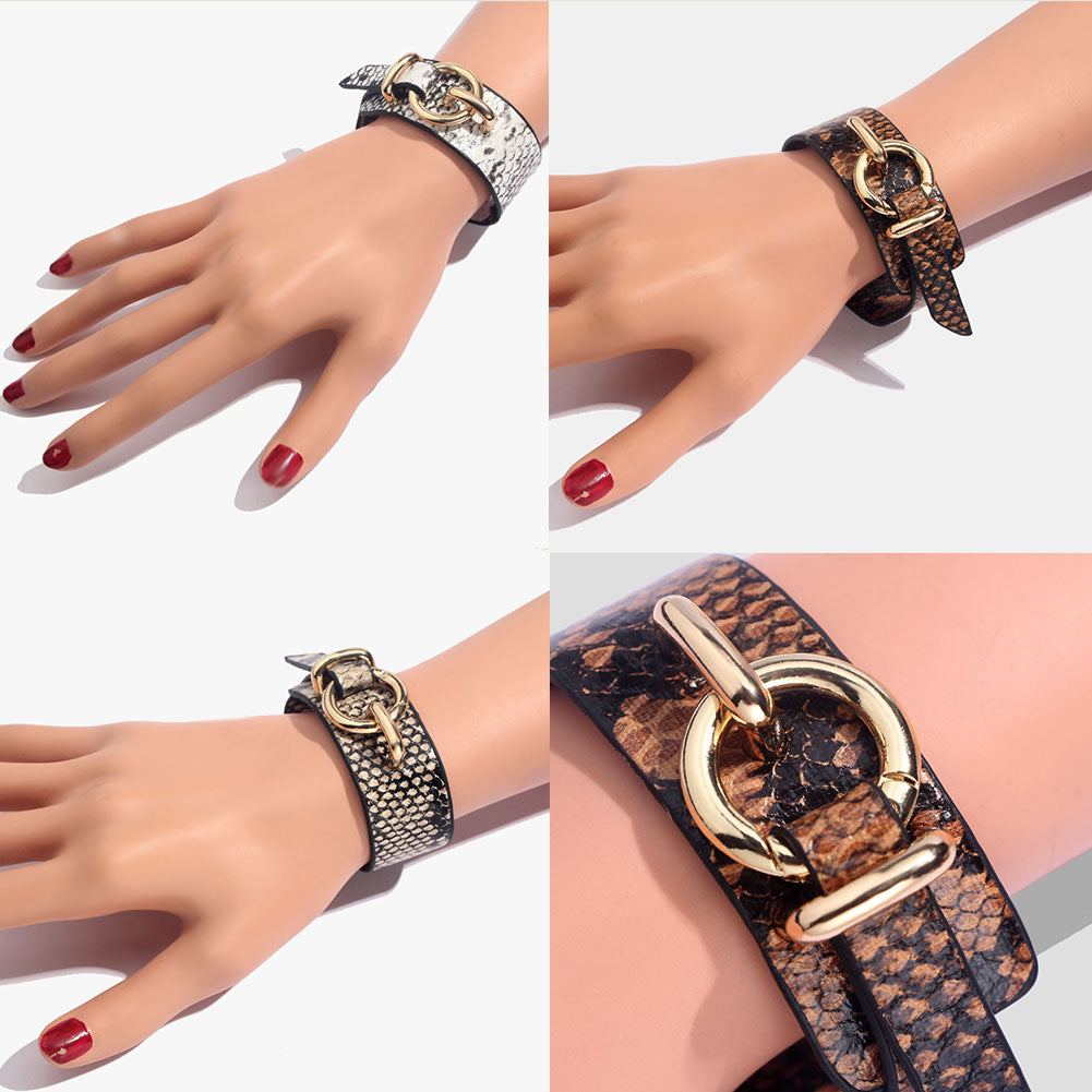 Snakeskin Prints Faux Leather Bracelets - 3 Colors