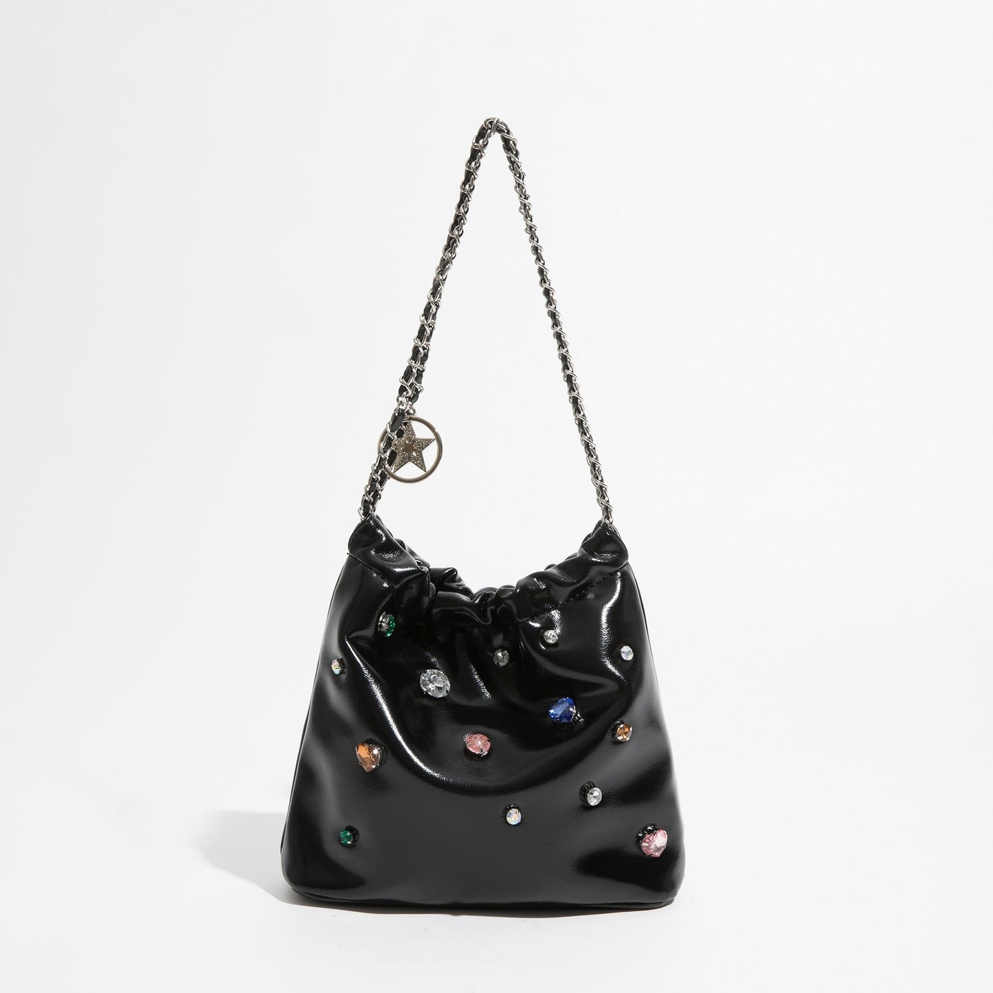 Sobie Gemstone Embellished Shine Hobo Bags
