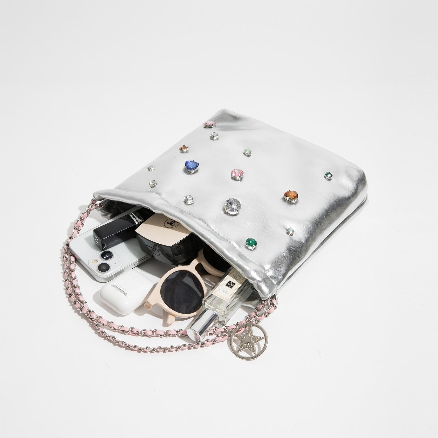 Sobie Gemstone Embellished Shine Hobo Bags