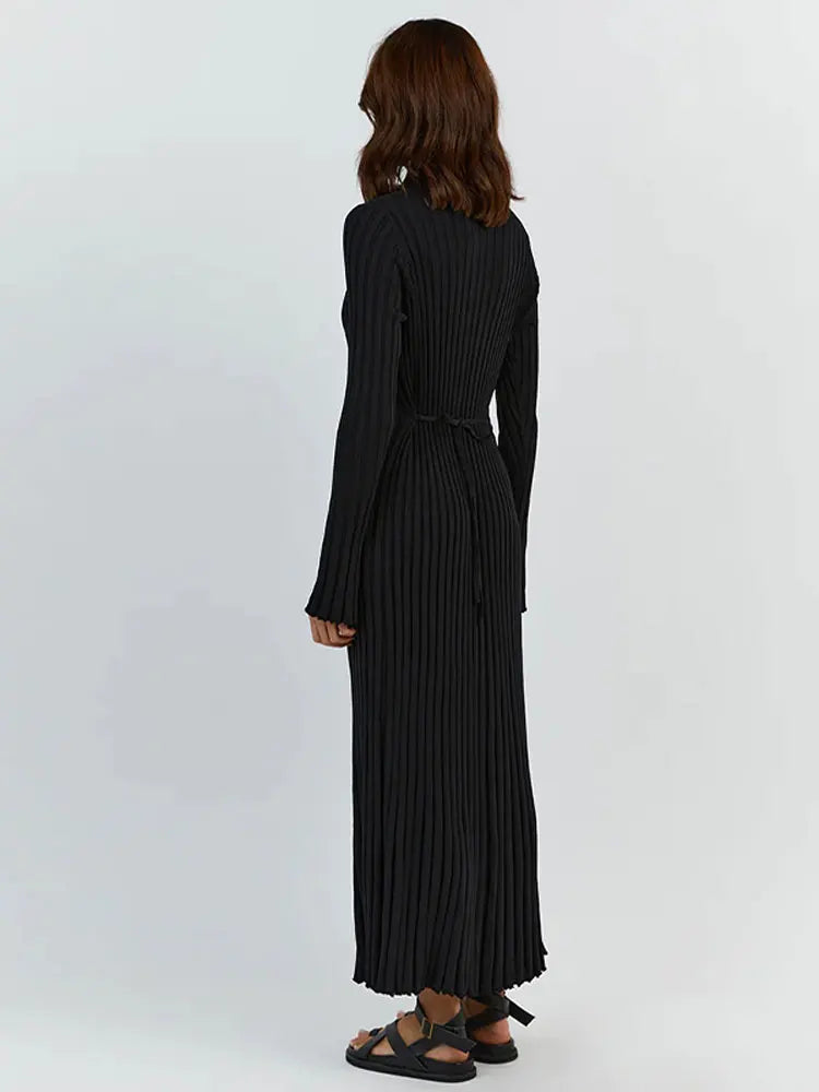 White Pleated Long Robes Summer Lady Office Maxi Dress