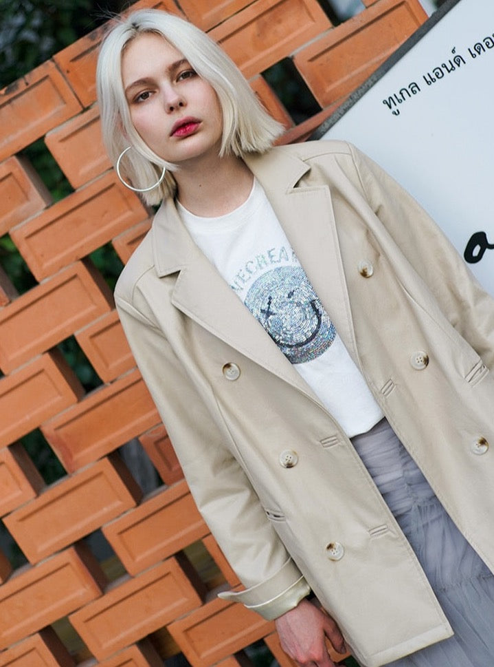 Sorina Belted Faux Leather Blazer Jacket