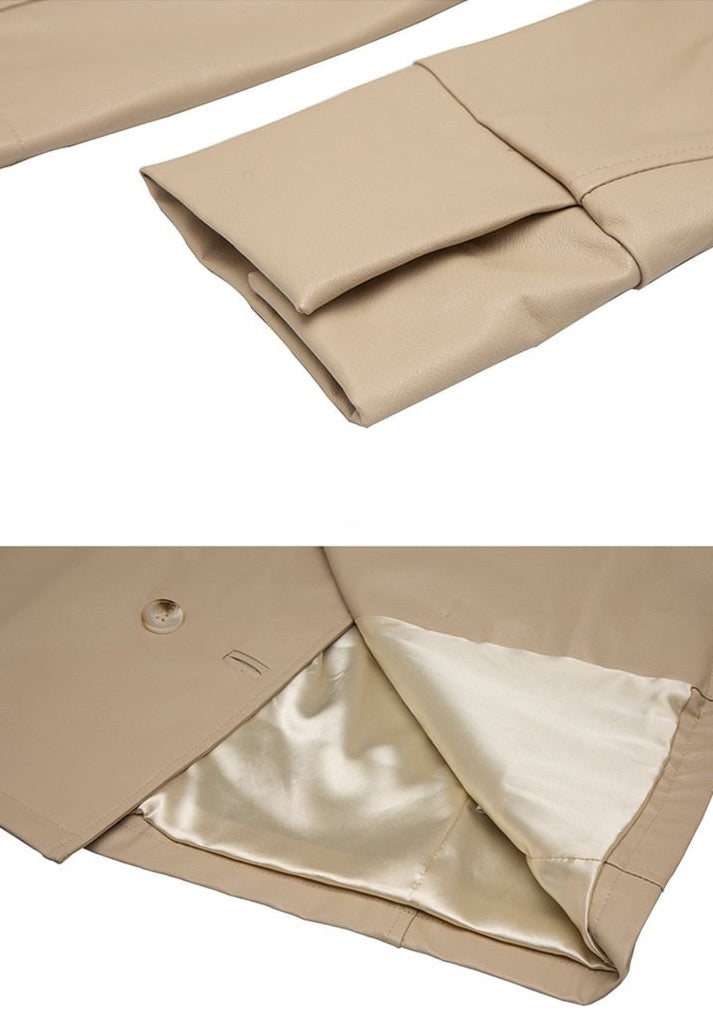 Sorina Belted Faux Leather Blazer Jacket