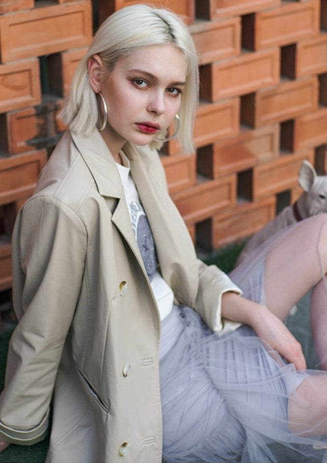 Sorina Belted Faux Leather Blazer Jacket