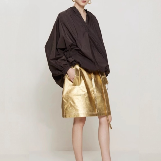 Space Gold Metallic Mini Skirt