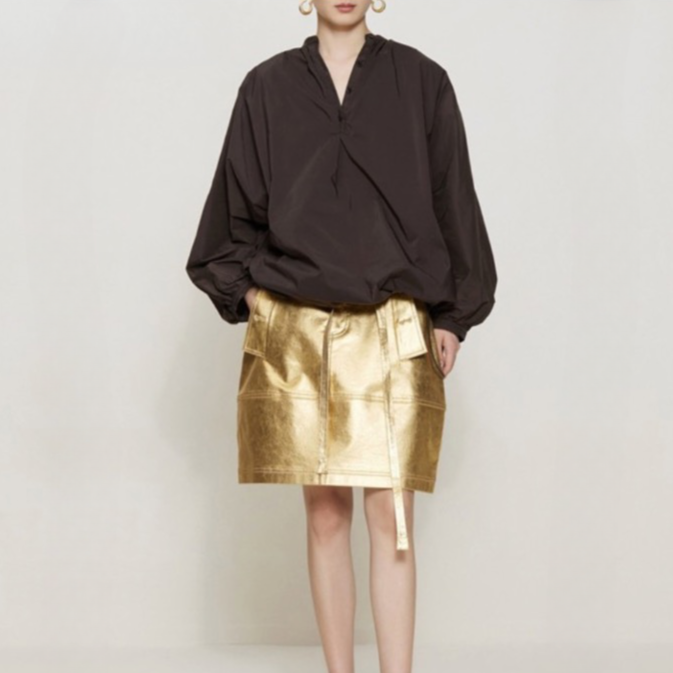 Space Gold Metallic Mini Skirt