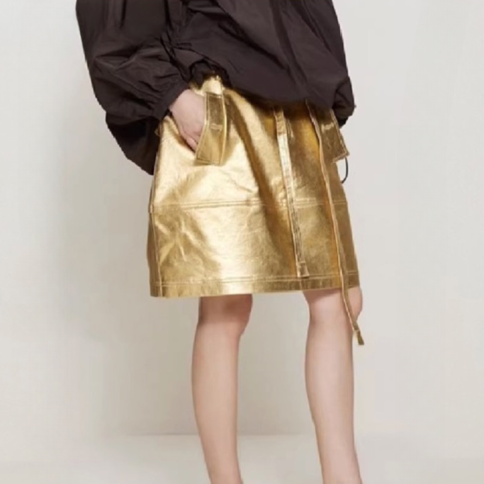 Space Gold Metallic Mini Skirt