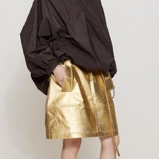 Space Gold Metallic Mini Skirt