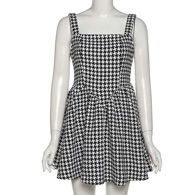 Spaghetti Straps A-line Bird Lattice Dress