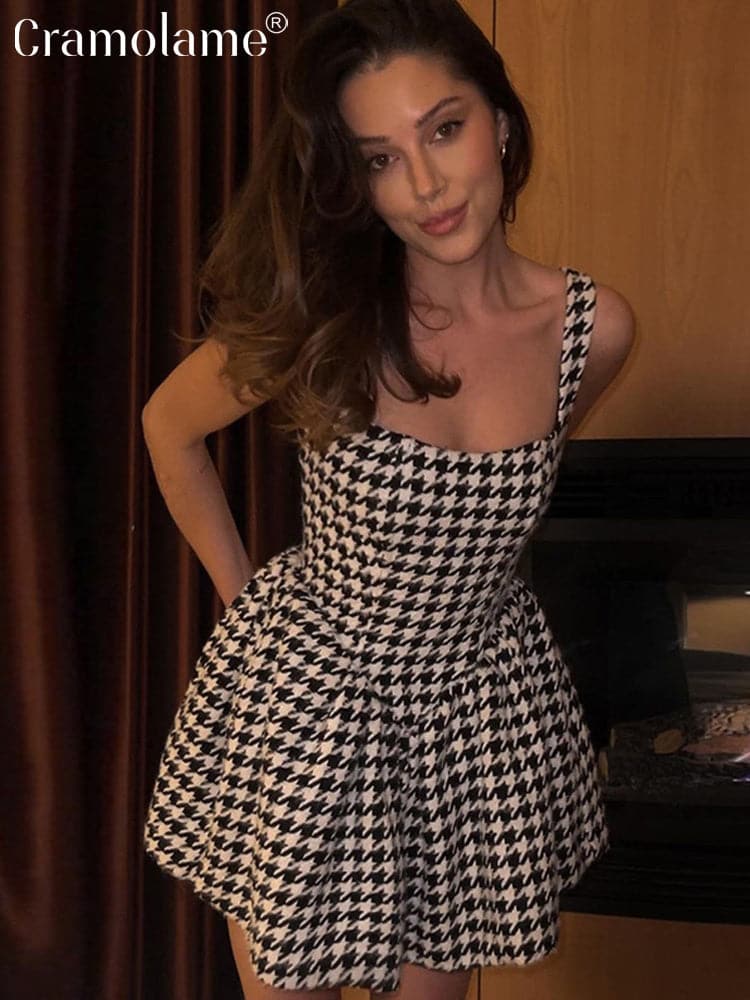 Spaghetti Straps A-line Bird Lattice Dress