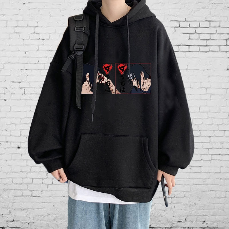 Hot Japanese Anime Print Patchwork Hoodie