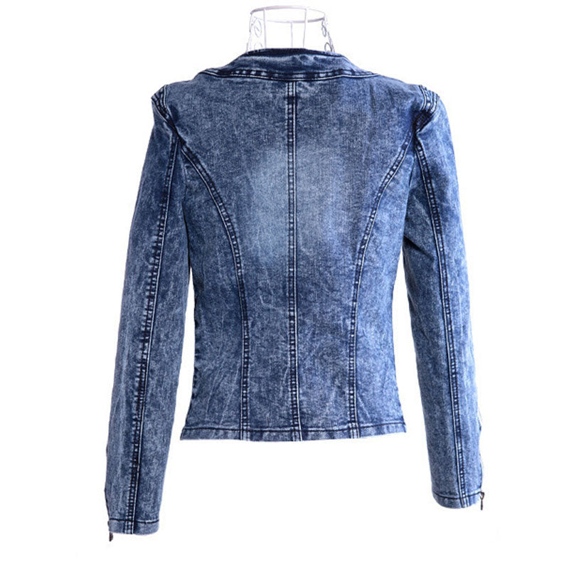 Denim Slim Zipper Sequins Jacket