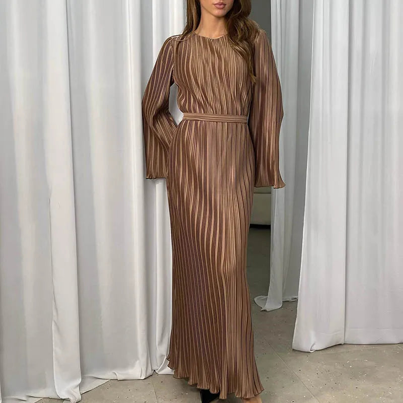 Spring O-neck Party Maxi Flare Femme Bodycon Dress