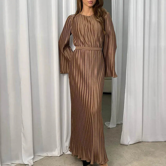 Spring O-neck Party Maxi Flare Femme Bodycon Dress